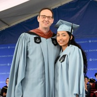 Columbia College Alumni Association chair and former president, Ted Schweitzer CC'91, with 2023 Class Day Student Prize Recipient Sumya Rashid.